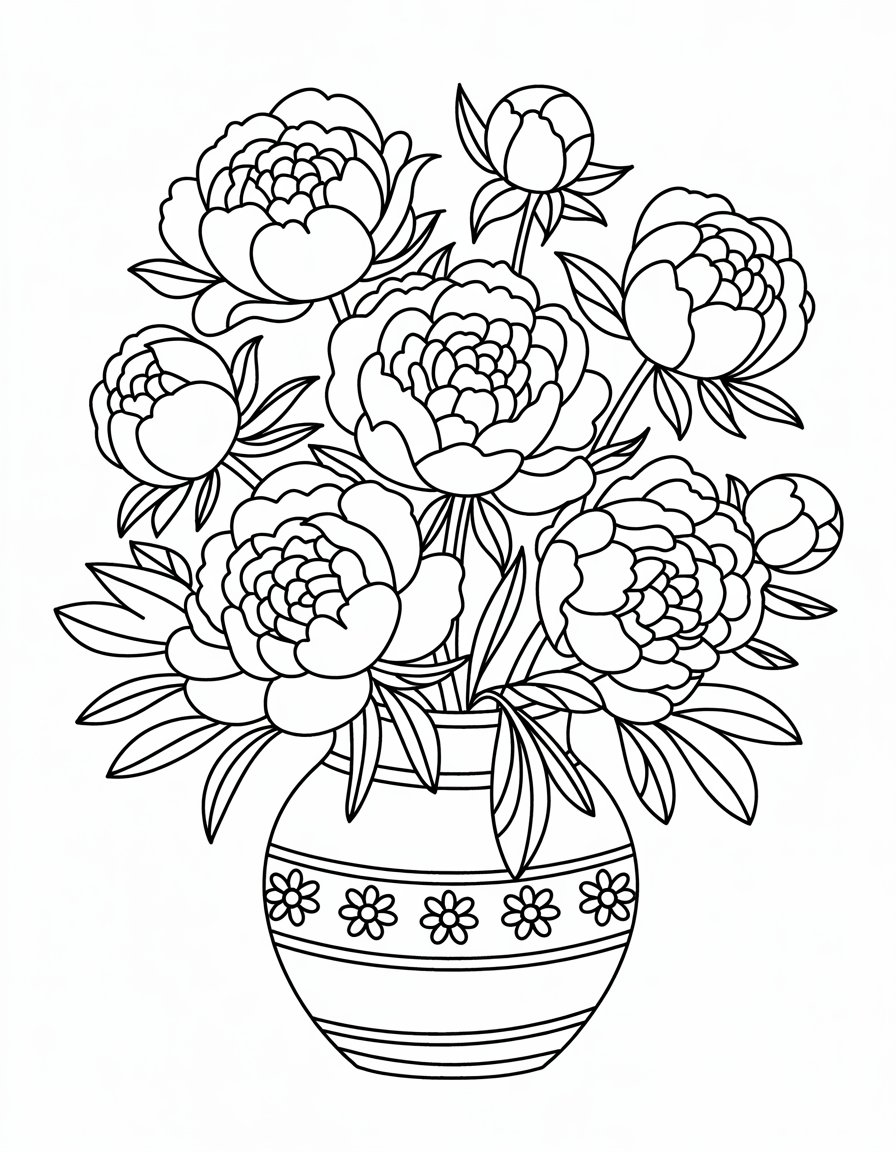 Peony Bouquet in Vase